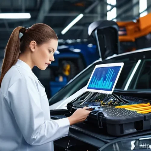 Home 28 자동차정비 직종별 연봉 비교 - **Prompt 1: Modern Automotive Diagnostic Specialist**
A male or female automotive technician, dr...