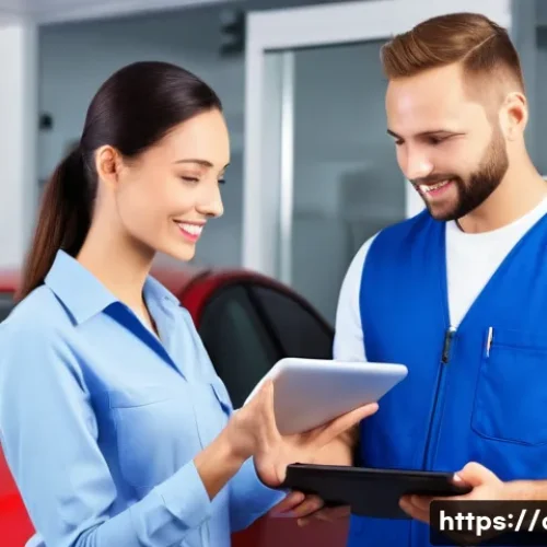 Home 13 자동차정비사로서 정비 보고서 작성 요령 - **Prompt 1: Professional Mechanic Explaining Digital Report**
A friendly and knowledgeable male ...